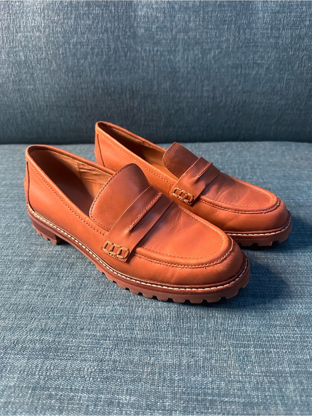 Madewell Women’s Corinne Lugsole Penny Loafers 7.5 Brown Maple New - Picture 3 of 5